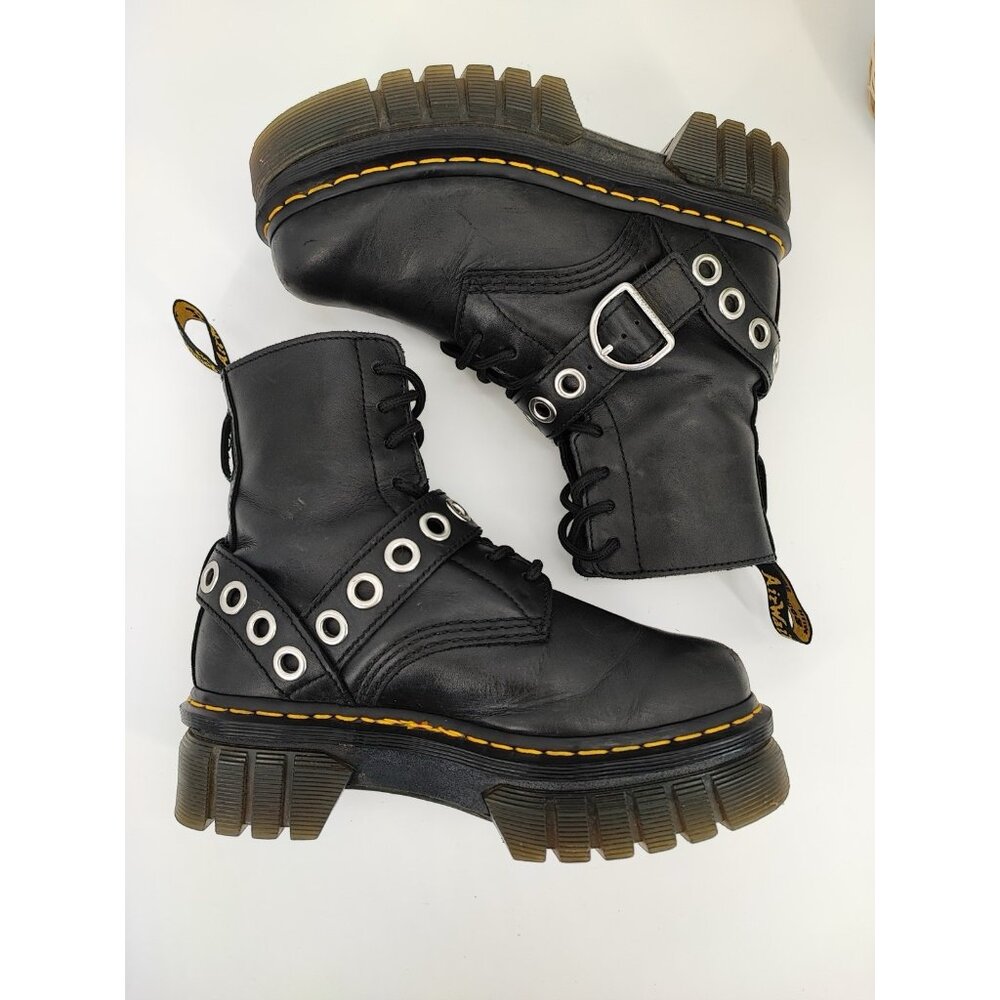Dr. Martens Women’s Audrick Black Lace Up Leather Combat Boots Size 7 US - Picture 7 of 10